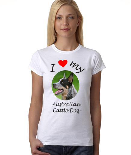 Dogs - I Heart My Australian Cattle Dog on Womans Shirt